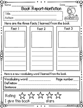 book report template for informational text