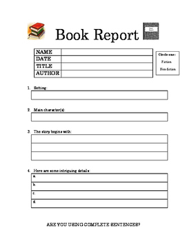 outline for writing a book report