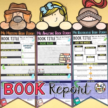 Preview of Fiction Nonfiction Book Report Pennant Templates for Student Book Reviews