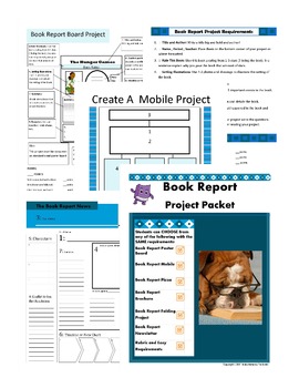 Preview of Book Report Project Packet 6 Formats