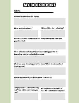 Preview of Book Report/Questionnaire