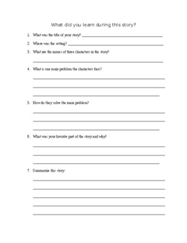 book report questions for 4th graders