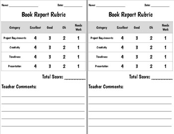 book report rubric