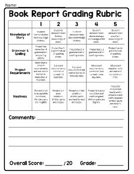 simple book review rubric