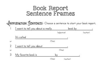 good book report sentence starters