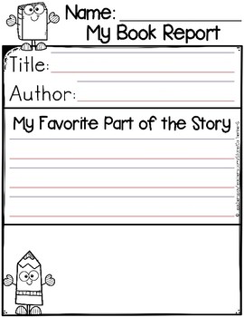kindergarten book report examples