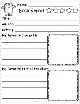 book report template for 1st grade