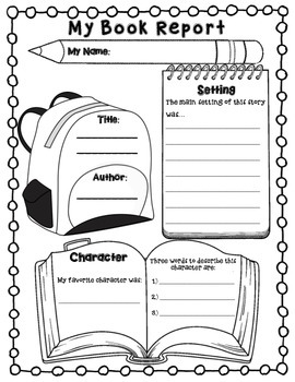 book report template first grade pdf