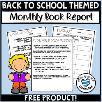 Preview of Book Report Template for Back To School Freebie!