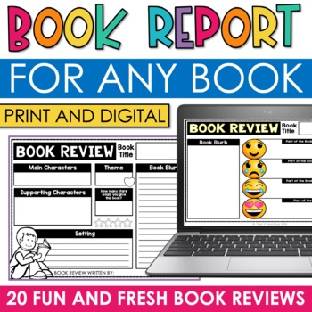 Preview of Fiction Nonfiction Book Report Template 3rd 4th 5th Grade Book Review Forms