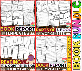 Preview of Book Report Templates | Parts of a Book Worksheets | Book Review | Bookmarks