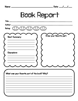 primary book report template