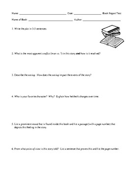 Preview of Book Report Assessment for Elementary School Students