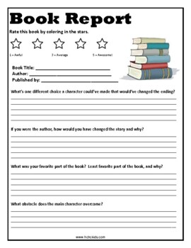 Book Report Worksheet - Rate the Book by Howard County Homeschooling