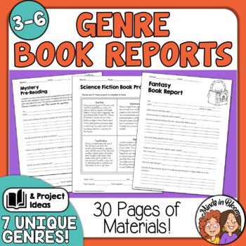 Preview of Book Reports for 7 Book Genres + Project Ideas for Fiction and Nonfiction Texts