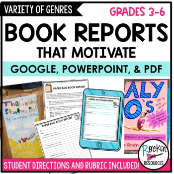 Rockin Resources' unit on book reports that motivate, for grades three to six, available on TpT