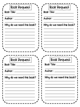 Preview of Book Request Sheets