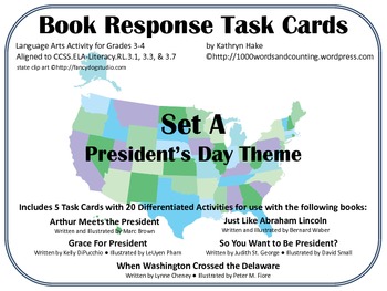Preview of Book Response Task Cards: President's Day