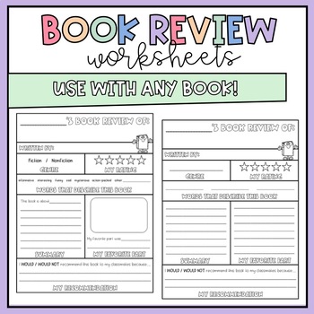 Preview of Simple Book Review Templates -  Book Reports - Reading Response Worksheets