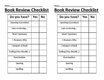 book review checklist pdf