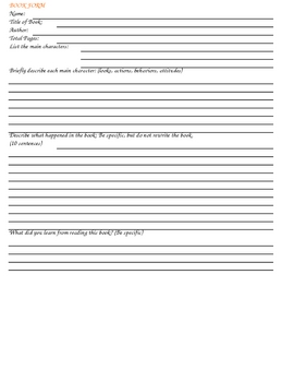 Preview of Book Review Form