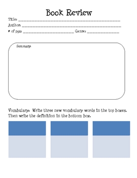 book review graphic organizer free