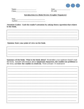 book review graphic organizer