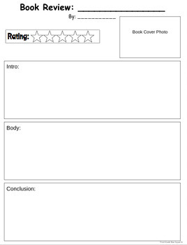 Preview of Book Review Graphic Organizer Template