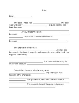 Preview of Book Review Letter Template