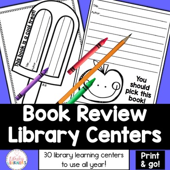 Preview of Book Review Library Centers Stations Activities to Display Reading Comprehension