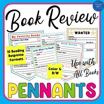 Preview of Book Review Pennants Report Posters Reading Comprehension Graphic Organizers