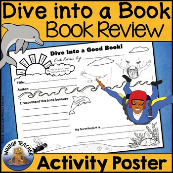 Preview of Book Review Poster - Dive Into a Good Book! Summer Book Activity