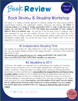 elements of a book review middle school