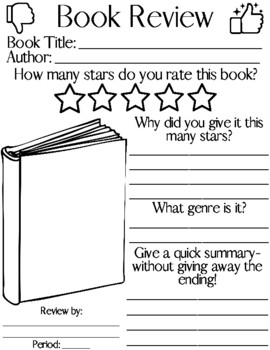 book review assignment middle school