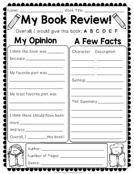 simple book review sheet