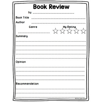 Book Review Template Free By Miss Clark S Spoonful Tpt