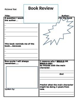 book review template for grade 6