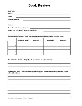 Book Review Worksheet by William Mosher | Teachers Pay Teachers