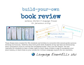 Preview of Book Reviews - sentence starters & language frames for ELLs