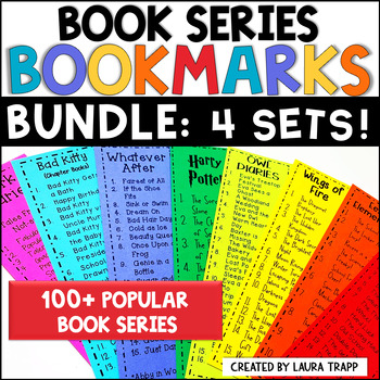 Preview of Book Series Lists Bookmarks Bundle for Elementary Library Kids Book Series