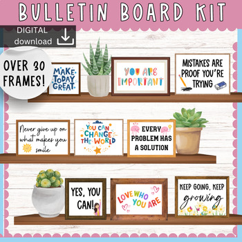 Preview of Book Shelves - Mental Health Bulletin Board Kit - Motivational Growth Mindset