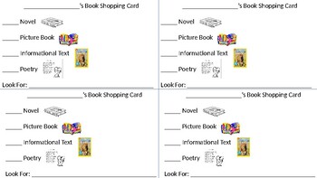 Preview of Book Shopping Card - Editable