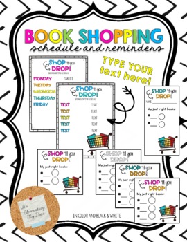 Preview of Book Shopping: Cards, Schedule, and Bookmarks *EDITABLE