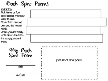 Book Spine Poem Planning Sheet by Chase Second Grade KM TpT