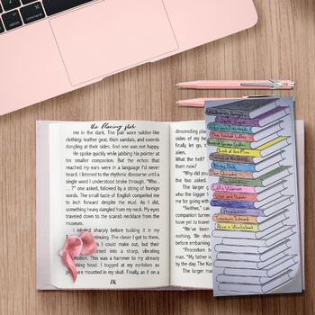 Preview of Book Stack Tracker Coloring Bookmarks Reading Plan Log Book Club List Gift
