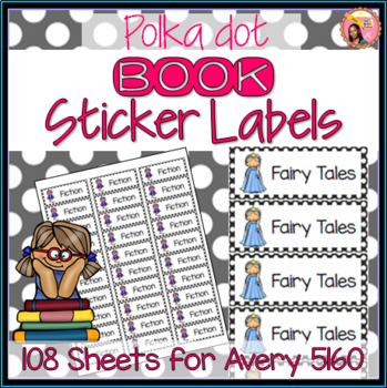 Preview of Book Sticker Labels for Classroom Library Books - Polka Dot