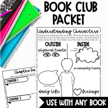 Preview of Book Study Book Club Novel Study Comprehension Activities Template