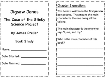 Preview of Book Study- Jigsaw Jones:  The Case of the Stinky Science Fair Project -editable