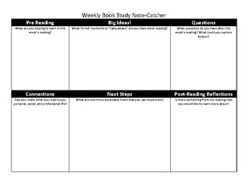 Preview of Book Study Note Catcher