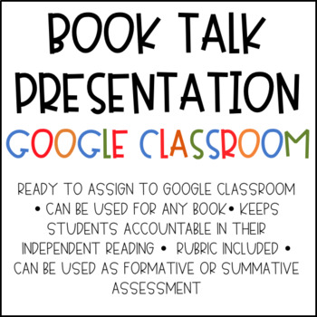 Preview of Book Talk Presentation for Google Classroom and Distance Learning